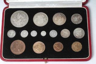 A GEORGE VI SPECIMEN FIFTEEN COIN SET, 1937, crown to farthing with Maundy, cased (Est. plus 24%