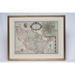 JOHN SPEED (1552-1629) The West Riding of Yorkshire, hand coloured engraved map, 1676 edition,