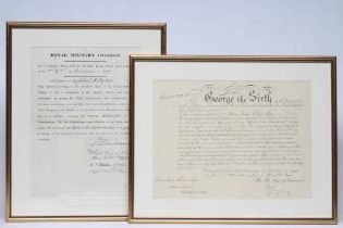 ROYAL MILITARY COLLEGE, framed certificate, 1857 with Commission for John East Hunter Peyton in 60th