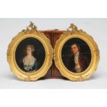 ENGLISH SCHOOL (18th century) Portraits of A Lady and A Gentleman, a pair of oval miniatures, oil on