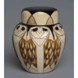 A MOORCROFT POTTERY TENGU PATTERN SMALL GINGER JAR AND COVER, 2019, of ovoid form, tubelined and