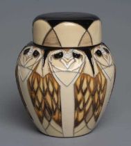 A MOORCROFT POTTERY TENGU PATTERN SMALL GINGER JAR AND COVER, 2019, of ovoid form, tubelined and