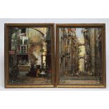 Y MARIO FERDELBA (Italian 1897-1971) Street Scenes Alassio, a pair, oil on canvas, signed, inscribed