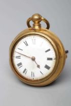 A GILT METAL PAIR CASED POCKET WATCH, mid to late 18th century, the white dial with black Roman