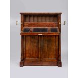 A REGENCY ROSEWOOD WRITING CABINET, early 19th century, of shallow oblong form, the panelled