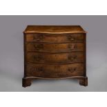 A GEORGIAN MAHOGANY SERPENTINE CHEST, third quarter 18th century, the moulded edged top over four