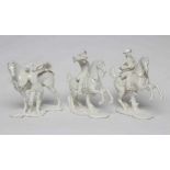 THREE NYMPHENBURG BLANC-DE-CHINE PORCELAIN "FRANKENTHAL HUNT" FIGURES, early 20th century, two