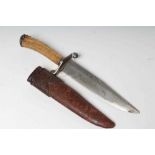 AN ARNACHELLUM SALEM BOWIE KNIFE, 19th century, the 8" blade bearing maker's name, steel S guard,