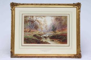 WILLIAM MELLOR (1851-1931) "Posforth Ghyll Bolton Woods", watercolour heightened with white, signed,