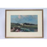 HAL HURST (1865-1938) Estuary Scene, oil on paper, signed, 10 3/4" x 17", gilt frame (Est. plus