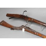 TWO MATCHLOCK MUSKETS, comprising a Chinese c. 1840 example, with 37 1/2" barrel flared at the