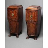 A PAIR OF REGENCY MAHOGANY PEDESTALS, early 19th century, of square tapering form with waisted