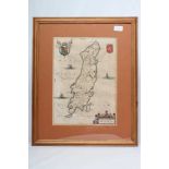 JOHANNES BLAEU (1650-1712) Isle of Man, hand coloured engraved map, 1645/72 edition, with title