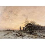 ATTRIBUTED TO LOUIS APOL (Dutch 1850-1936) Winter Snowscene at Dusk, oil on canvas, indistinctly