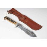 A PUMA 6377 WHITE HUNTER KNIFE, 42607, with 6" heavy blade, two piece antler grips and leather
