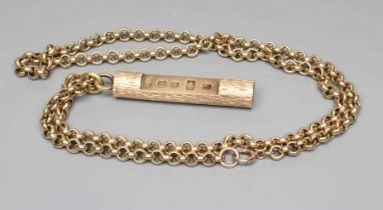 A 9CT GOLD PENDANT, sponsor's mark ZJ, Sheffield 1977, of cylindrical form with brushed bark