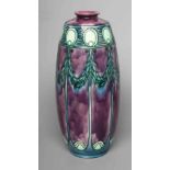 A MINTON POTTERY SECESSIONIST VASE, early 20th century, of rounded cylindrical form, tubelined in