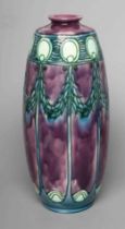 A MINTON POTTERY SECESSIONIST VASE, early 20th century, of rounded cylindrical form, tubelined in