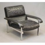 TIM BATES FOR PIRELLI & CO., A PIEFF GAMMA LOUNGE CHAIR, mid 20th century, in black leather and