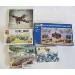 Model kits by Airfix and Revell comprising Avro Anson, Westland Scout, RAF Re-fuelling Set, RAF