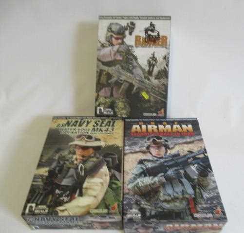 Three Hot Toys U.S. Army figures comprising Airman, Navy Seal and Ranger, boxed, E (Est. plus 24%