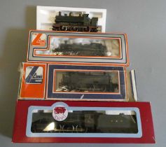 Four G.W.R. locomotives comprising Dapol 1029 County of Worcester, kit built 4404 2-6-2T, kit
