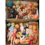 Two boxes of vintage dolls, including one box of mainly Kewpie toys, and another containing a