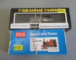 Peco 009 narrow gauge tank engine kit GL1 Janette with Graham Farish Pannier tank chassis, both