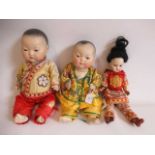 Two Armand Marseille Japanese bisque socket head dolls, both with brown glass sleeping eyes,