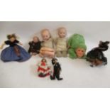 A collection of dolls, including three Armand Marseille bisque head baby dolls, all with sleeping