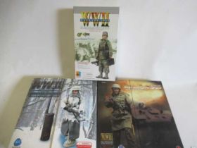 Three WWII figures comprising Handschar Morterman, Wiking SS Division and German Infantry