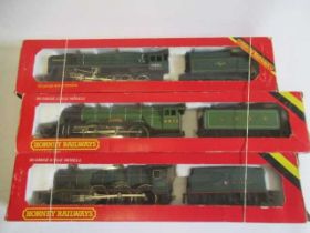 Hornby Railways L.N.E.R. Flying Scotsman, G.W.R. Kneller Hall and B.R. 9F Evening Star, boxed E (