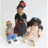 Three German bisque head dolls, comprising a 15" 1902 6/0 Ernst Heubach shoulder head with fixed