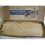 H.M.H. model boat kit for 24" speed boat, some work started, no builders plan or instructions, box