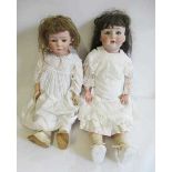 Two restored Gebruder Heubach bisque socket head dolls, comprising one 28" 8192 and one 23" 7248,