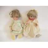 Two Heubach socket head dolls, one 11 1/2" 6970 doll with sleeping eyes, closed mouth and fixed