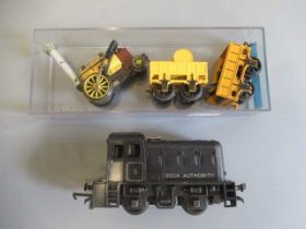 Triang Stephenson's Rocket and tender, No.5 Dock Authority 0-4-0 Diesel and an additional Rocket