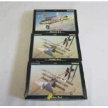 Three Eduard 1/72 scale WWI aircraft kits comprising Albatros DV and two Fokker DR 1, all items in