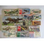 Fourteen plastic model aircraft kits by Airfix, Revell and Frog, unchecked for completeness in