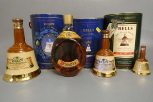 5 Scotch whiskies, comprising 4 Bells whisky decanters for Princes Beatrice, The Queen mother's
