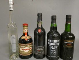 5 bottles of mixed alcohol, comprising 1 bottle Taylors 1988 LBV port, 1 Warre's Warrior finest