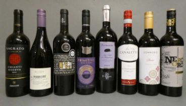 8 bottles of Italian red wine, comprising 1 2020 Canaletto Montepulciano, 1 2009 Pietranera Vino