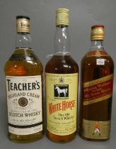 1 bottle White Horse fine old scotch whisky, 70°, together with a Johnnie Walker red label old