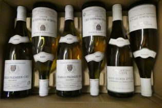 6 bottles of white burgundy, comprising 4 Chablis Premier Cru, 1995, Beauroy, Hamelin, & 2 Saint-