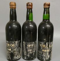 3 bottles Crofts 1963 vintage port (Est. plus 24% premium inc. VAT) Condition Report: One level