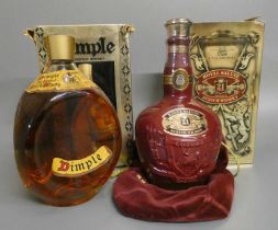 1 decanter Chivas Regal Royal Salute 21 year old whisky, with bag and box, together with 1 litre