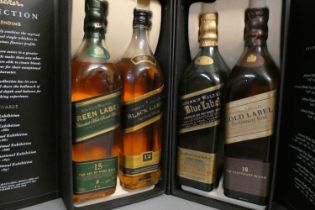 Johnnie Walker "The Collection", leather cased set of four 20cl bottles comprising 15 year old Green