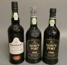 3 bottles of port comprising Dow's LBV 1985, Dow's LBV 1986 and Graham's LBV 1988 (Est. plus 24%