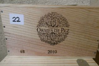 6 bottles Chateau Ormes de Pez, 2010, St. Estephe, Famille J.M. Cazes, OWC (Est. plus 24% premium