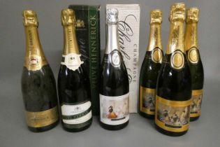 6 bottles of champagne, comprising 4 bottles Charles Ellner, 1 bottle Veuve Hennerick and 1